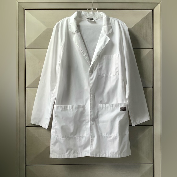 SCRUBZONE UNISEX 3-POCKETS LAB COAT - WHITE - SIZE XS - Picture 3 of 8